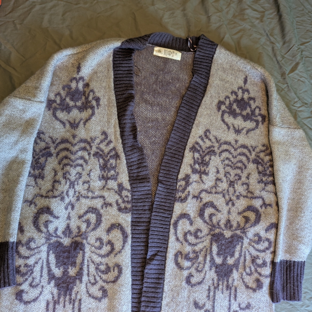 Disney Gray and Purple Patterned Sweater